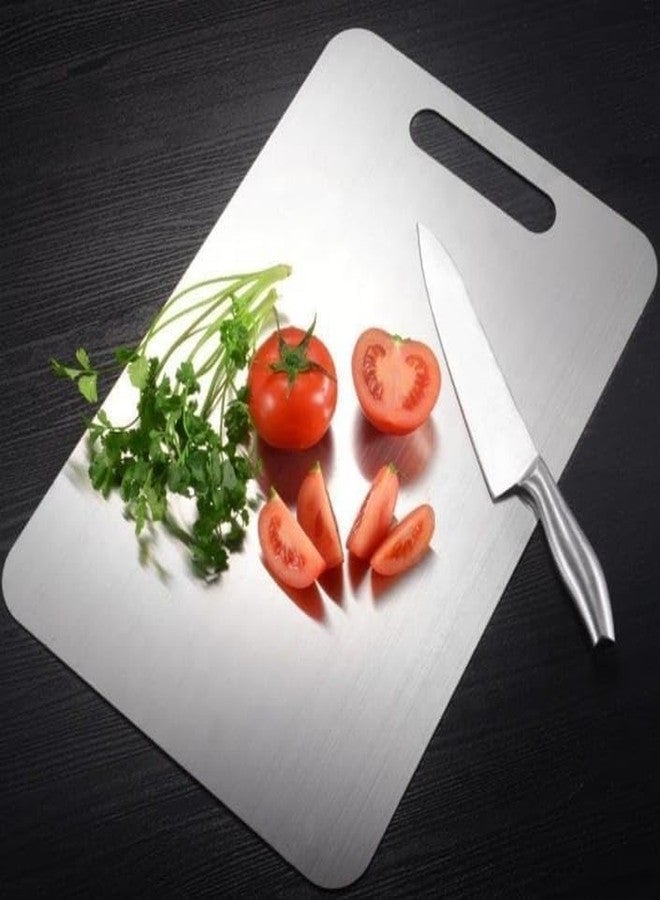 iSTAR Stainless Steel Rectangular Chopping Board | Double-Sided Metal Kneading Board with Round Corners | Non-Slip, Rust-Proof, Heavy Duty Cutting Board for Vegetables, Fruits, Meat and Bread - Image 1